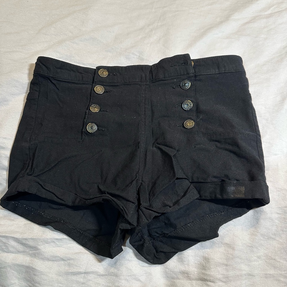 Almost Famous Black High Waist Button-Up Shorts